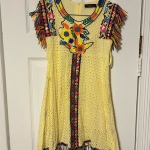 Colorful Embroidered Ethnic Yellow Dress Size 4T Little Girls.